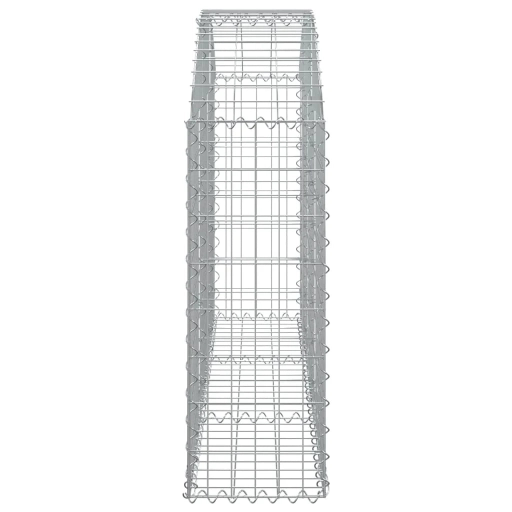 Cesto gabbione recinzione a gabbia muro di contenimento ad arco 150 x 30 x 80/100 cm ferro zincato argento 02_0039979
