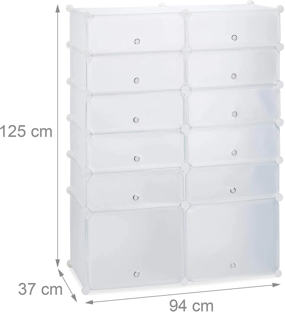 Scarpiera/scaffale in plastica con 12 scomparti 125 cm bianco 13_0001638_3