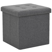 Pouf Pieghevoli con Contenitore 2pz Grigio Scuro in Simil Lino 247079