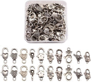 Connettori a forma di granchio 60 pezzi - Connettori a forma di granchio in argento antico - Per creare gioielli - Stili misti - Per gioielli artigianali