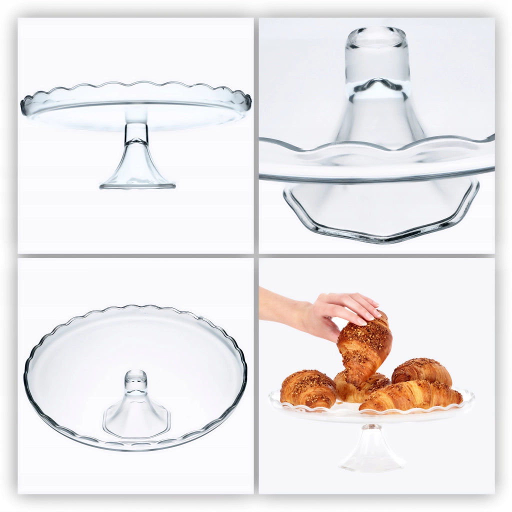 Alzatina per torta KADAX, piatto da frutta in vetro con gambe, 32 cm