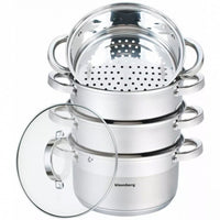 Klausberg KB-7140 Set di pentole per la cottura a vapore in acciaio inossidabile, 5 pezzi, 20 cm