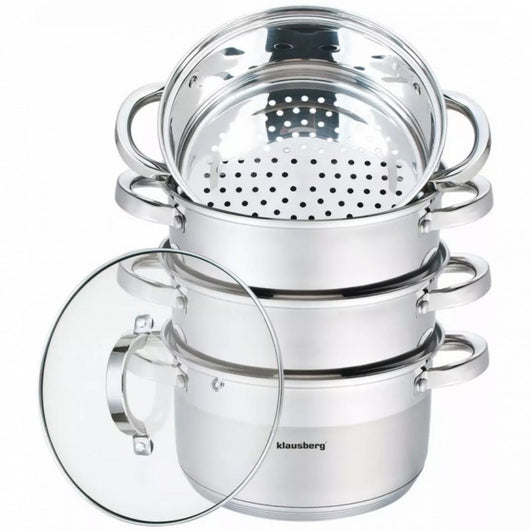 Klausberg KB-7140 Set di pentole per la cottura a vapore in acciaio inossidabile, 5 pezzi, 20 cm