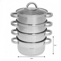 Klausberg KB-7140 Set di pentole per la cottura a vapore in acciaio inossidabile, 5 pezzi, 20 cm