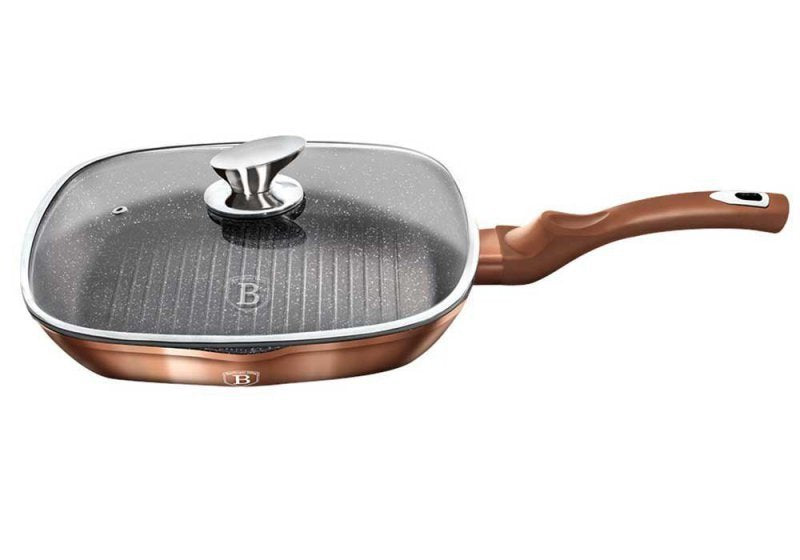 Berlinger haus BH-1610 Padella per griglia con coperchio in oro rosa 28 cm