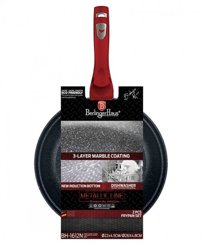 Berlinger haus BH-1612 Set di 2 padelle in granito - Rosso metallizzato