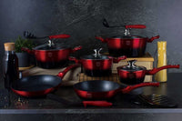 Berlinger haus BH-1632 Set di pentole bordeaux nero metallizzato da 15 pezzi