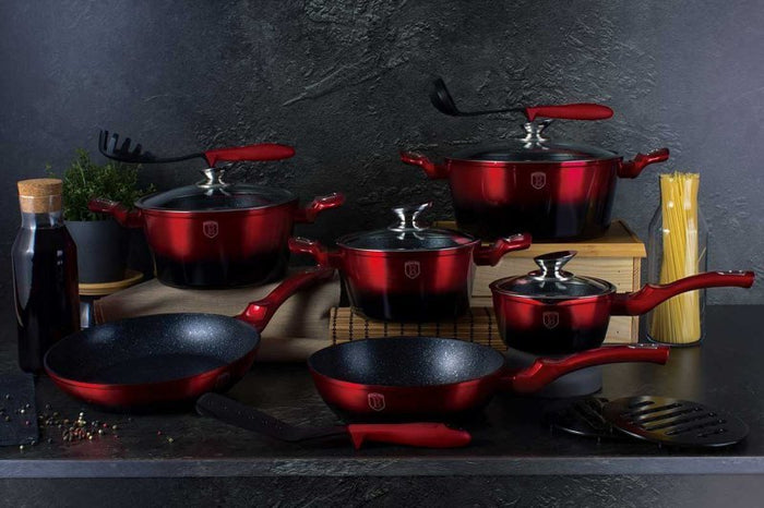 Berlinger haus BH-1632 Set di pentole bordeaux nero metallizzato da 15 pezzi