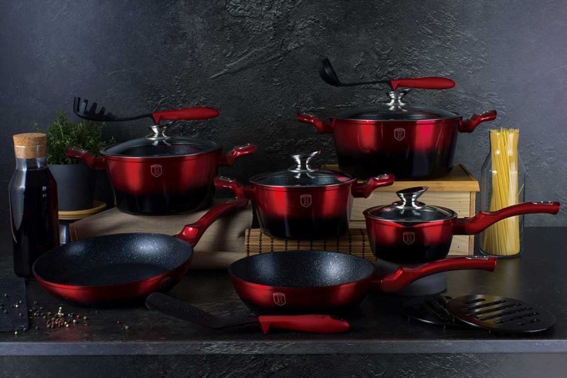 Berlinger haus BH-1632 Set di pentole bordeaux nero metallizzato da 15 pezzi