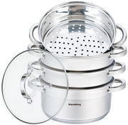 Klausberg KB-7143 Set di pentole per la cottura a vapore in acciaio inossidabile, 5 pezzi, 22 cm