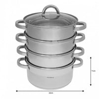Klausberg KB-7143 Set di pentole per la cottura a vapore in acciaio inossidabile, 5 pezzi, 22 cm