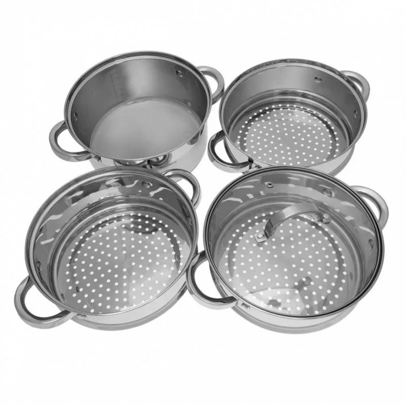 Klausberg KB-7143 Set di pentole per la cottura a vapore in acciaio inossidabile, 5 pezzi, 22 cm