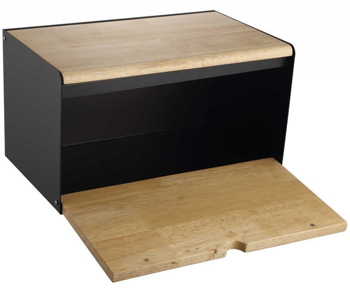 Klausberg KB-7386 Portapane in acciaio e legno con doppio coperchio