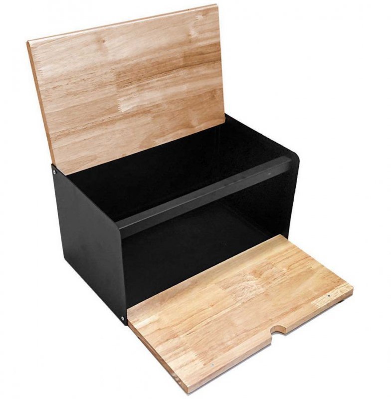 Klausberg KB-7386 Portapane in acciaio e legno con doppio coperchio