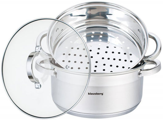 Klausberg KB-7144 Set di pentole per cottura a vapore in acciaio inossidabile da 24 cm