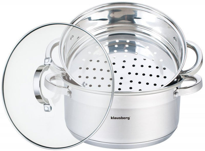 Klausberg KB-7144 Set di pentole per cottura a vapore in acciaio inossidabile da 24 cm