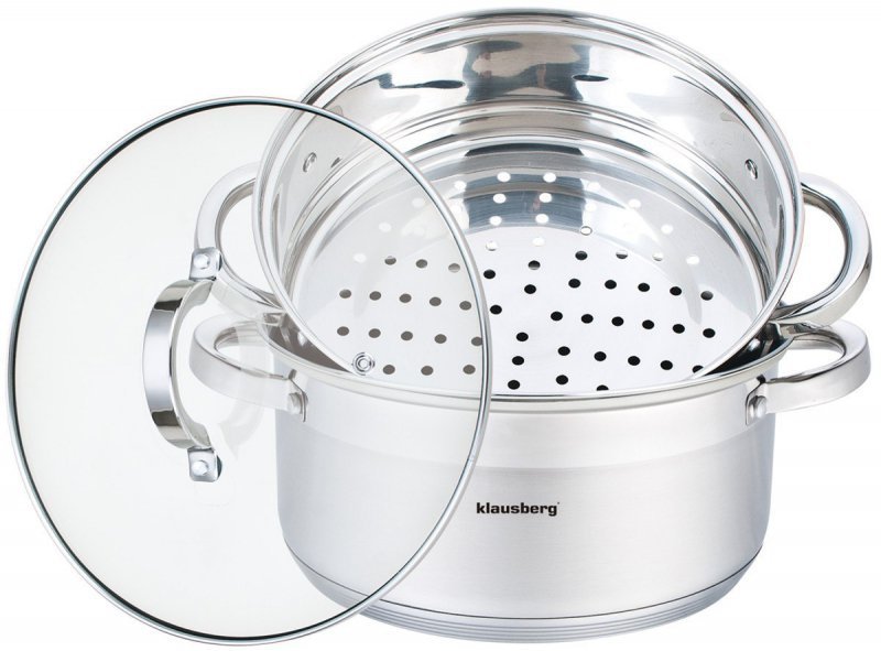 Klausberg KB-7144 Set di pentole per cottura a vapore in acciaio inossidabile da 24 cm