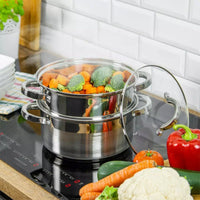 Klausberg KB-7144 Set di pentole per cottura a vapore in acciaio inossidabile da 24 cm