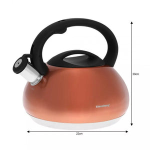 Klausberg KB-7385 Bollitore con fischietto in rame da 2,7 l in acciaio inossidabile