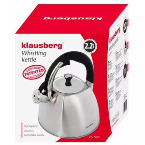 Klausberg KB-7409 Bollitore a fischio in acciaio inossidabile da 2,2 l per tutti i fornelli