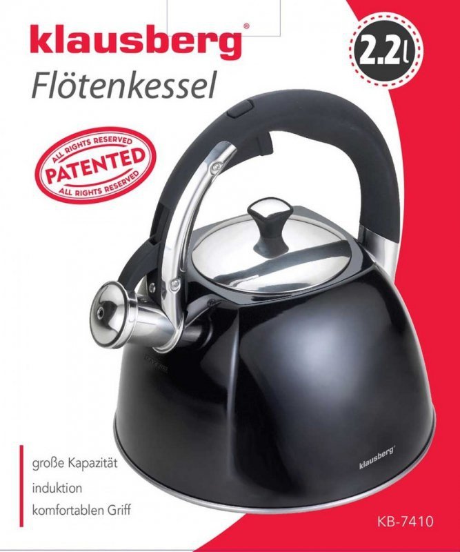 Bollitore in acciaio inossidabile con fischio Klausberg KB-7410 da 2,2 l