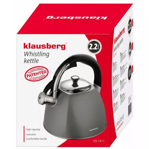 Klausberg KB-7411 Bollitore a fischio in acciaio inossidabile da 2,2 l per tutti i fornelli