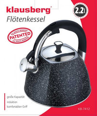Klausberg KB-7412 Bollitore a fischio in acciaio inossidabile da 2,2 l per tutti i fornelli