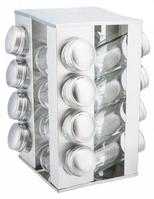 Kinghoff KH-4007 Porta spezie girevole in acciaio inox con 16 contenitori