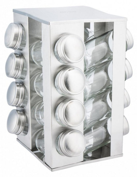 Kinghoff KH-4007 Porta spezie girevole in acciaio inox con 16 contenitori