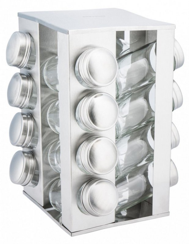 Kinghoff KH-4007 Porta spezie girevole in acciaio inox con 16 contenitori