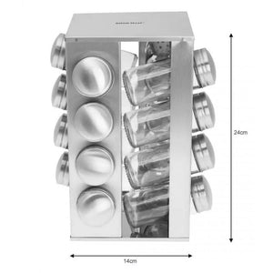 Kinghoff KH-4007 Porta spezie girevole in acciaio inox con 16 contenitori