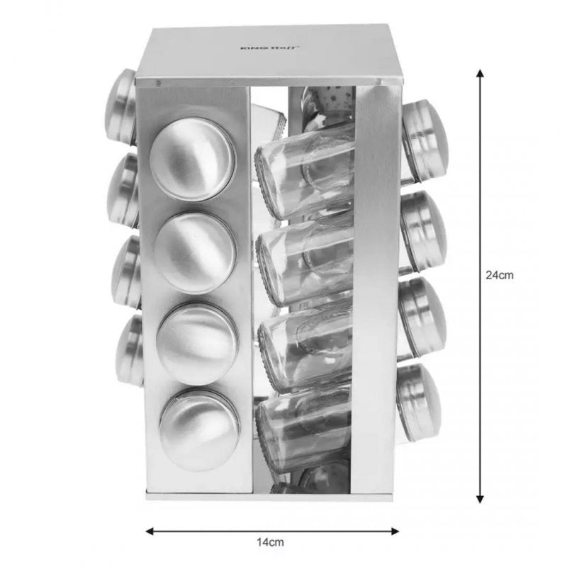 Kinghoff KH-4007 Porta spezie girevole in acciaio inox con 16 contenitori