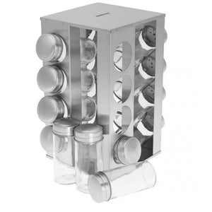 Kinghoff KH-4007 Porta spezie girevole in acciaio inox con 16 contenitori