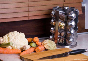 Kinghoff KH-4006 Porta spezie in acciaio inossidabile con 16 contenitori