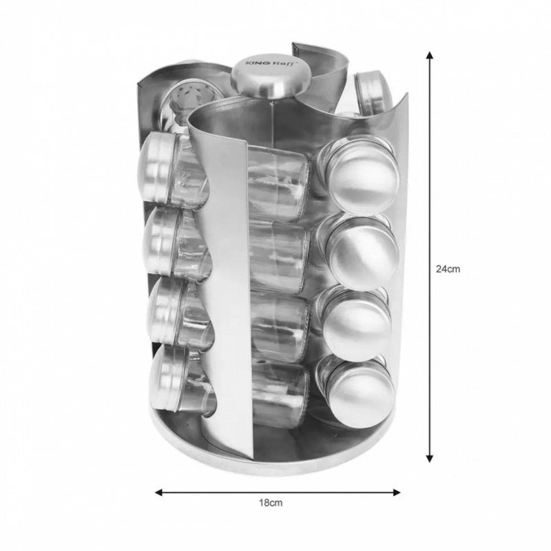 Kinghoff KH-4006 Porta spezie in acciaio inossidabile con 16 contenitori