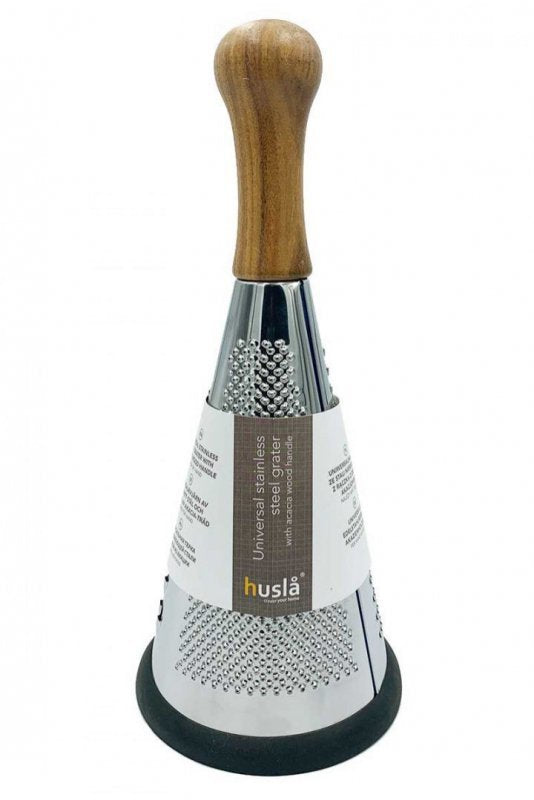 Grattugia in acciaio Husla 73955 con manico in legno di acacia e base antiscivolo