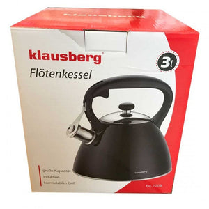 Klausberg KB-7208 Bollitore a fischio in acciaio inox nero da 3 litri