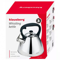 Klausberg KB-7207 Bollitore a fischio in acciaio inossidabile da 3 litri per tutti i fornelli