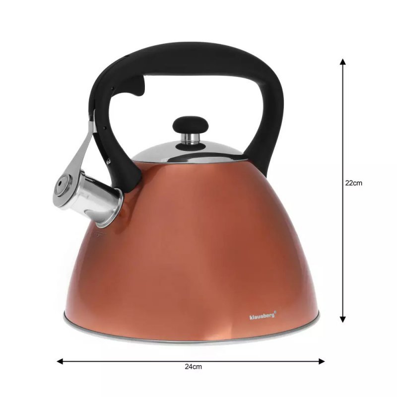 Klausberg KB-7209 Bollitore con fischietto in acciaio inossidabile e rame da 3 litri