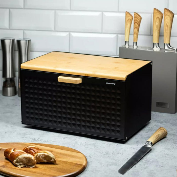 Klausberg KB-7425 Portapane bifacciale in nero opaco e legno