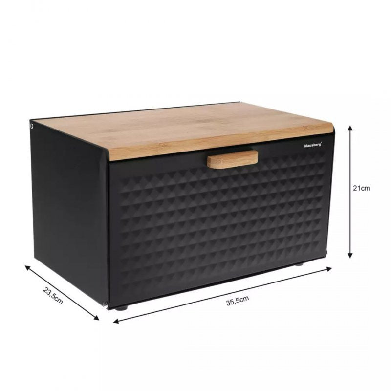 Klausberg KB-7425 Portapane bifacciale in nero opaco e legno