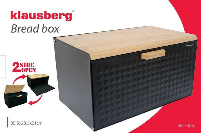 Klausberg KB-7425 Portapane bifacciale in nero opaco e legno