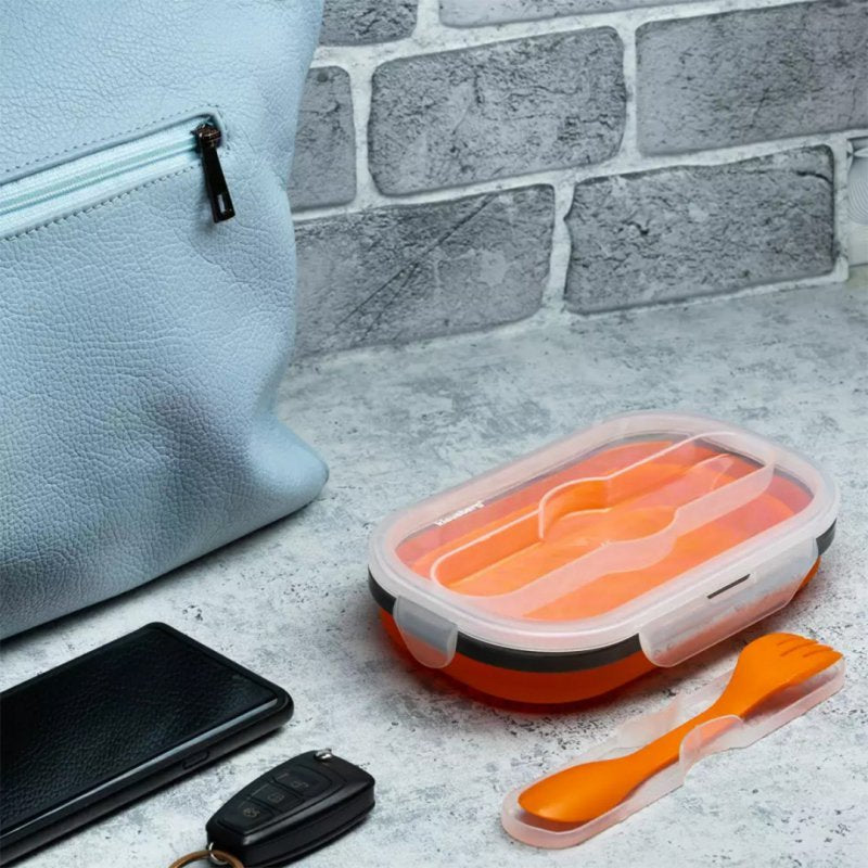 Klausberg KB-7022 Portapranzo pieghevole in silicone con posate