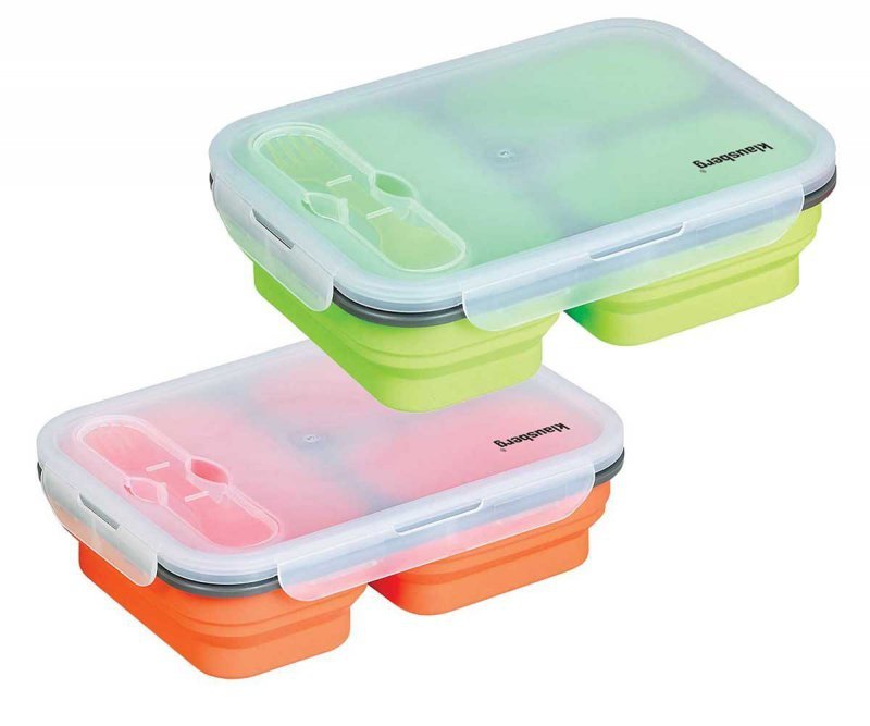 Klausberg KB-7024 Lunch Box in silicone a tre scomparti con posate