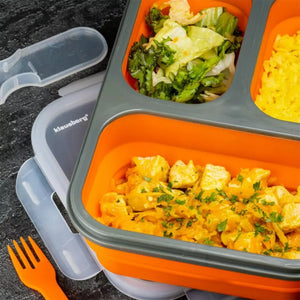 Klausberg KB-7024 Lunch Box in silicone a tre scomparti con posate