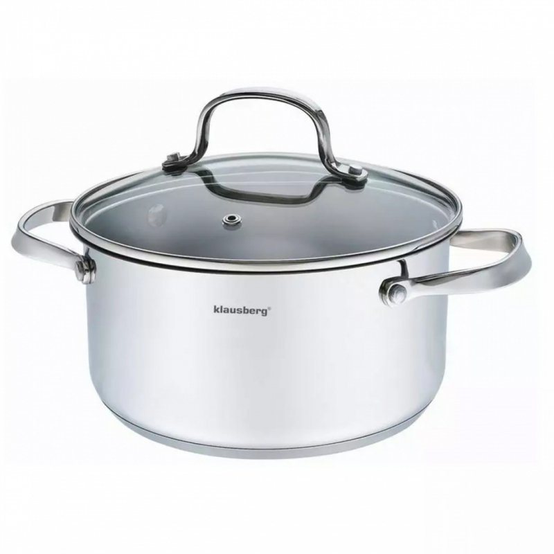 Klausberg KB-7213 Pentola in acciaio inossidabile da 3,3 l con coperchio in vetro temperato