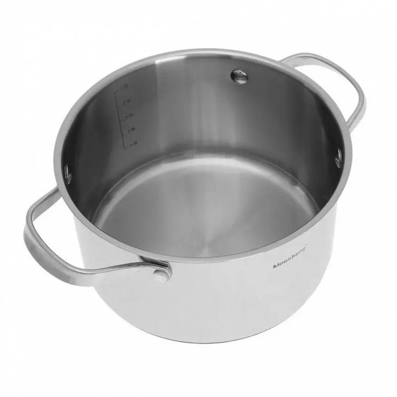 Klausberg KB-7213 Pentola in acciaio inossidabile da 3,3 l con coperchio in vetro temperato