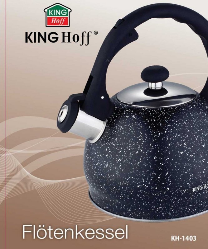 Bollitore con fischietto in marmo Kinghoff KH-1403 da 2 litri con manico Soft Touch
