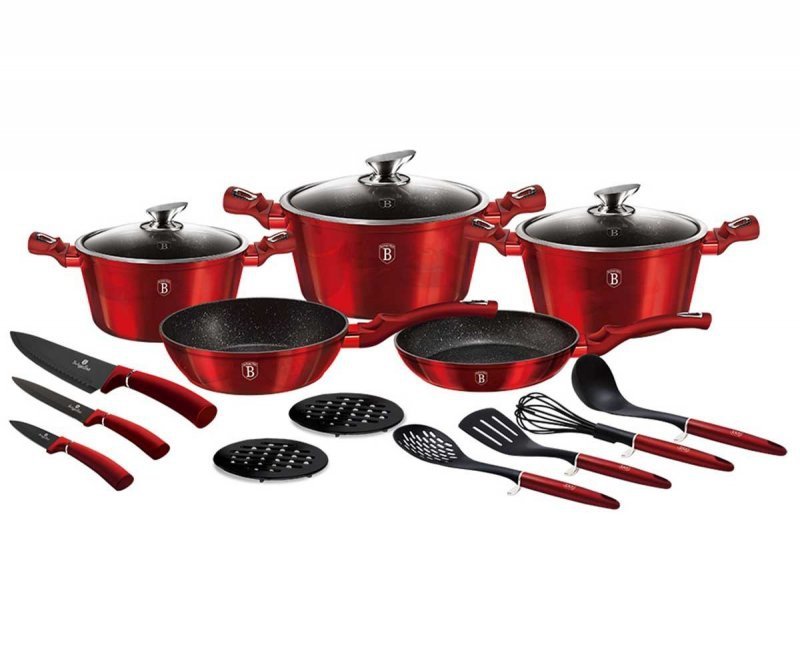 Berlinger haus BH-6162 Set di pentole in granito bordeaux 17 pezzi