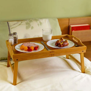 Kinghoff KH-1502 Tavolo pieghevole in legno per la colazione da letto